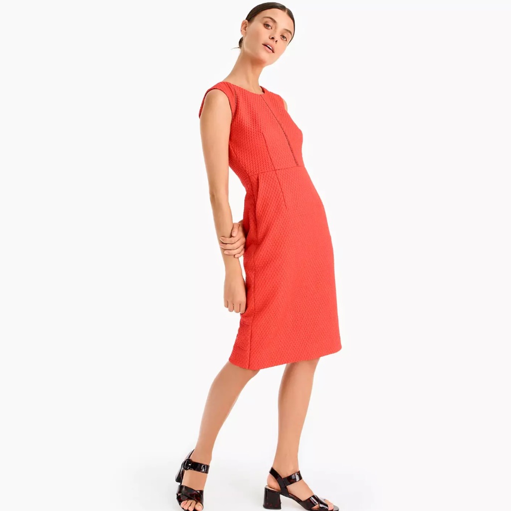 J. Crew Sheath Dress Red 2 Portfolio Textured Wedding Guest Bridal Shower